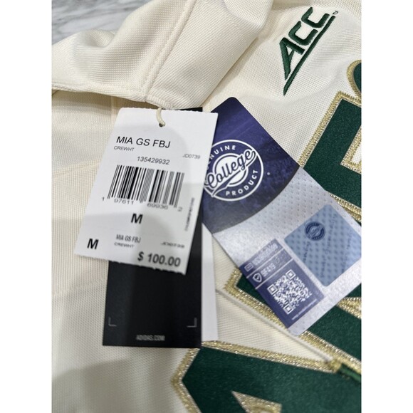 Adidas Miami Hurricanes Canes Baseball Button Down Jersey Men’s Medium JD0739 - Picture 6 of 8